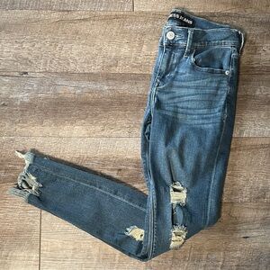 Express Ultimate Stretch Ripped Denim Mid Rise Ankle Leggings Jeggings